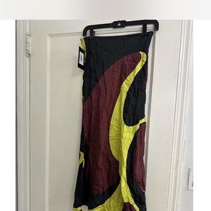 Maliparmi Black, Yellow, and Brown Maxi Skirt